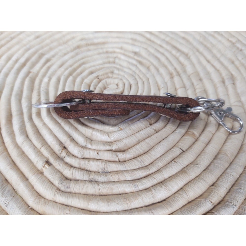"MOON CHILD" Leather Keychain Key Fob Hooks on Belt Loop Hand Stamped Message - Picture 8 of 10